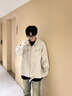POUM米白色哈靈頓外套男春秋季美式復(fù)古拉鏈上衣cleanfit立領(lǐng)短款夾克 XKFS-J375米白 XL 曬單實拍圖