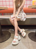 妙麗（Millies）品牌松糕厚底涼鞋女夏季2025新款真皮時尚女士涼鞋百搭運動沙灘鞋 米白 35 (225mm)  標(biāo)準(zhǔn)碼 曬單實拍圖