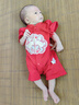 DUUDUU周歲衣服嬰兒短袖連體衣紅色國風夏裝滿月哈衣 刺繡 繁花  59cm  曬單實拍圖
