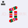Happy Socks春夏款襪子女男襪薄荷曼波彩虹白色棉襪中筒襪 彩紅條紋 1雙 M 36-40 曬單實(shí)拍圖