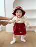 幼歌（YOUGE）嬰幼兒秋季新款親膚柔軟復古半身裙A字裙擺寬松舒適短裙 紅色 80 cm （建議身高73-80） 曬單實拍圖