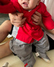 乖奇熊男童秋冬過(guò)年外出套裝國風(fēng)嬰兒純棉衣服褲子兩件套男寶寶新年衣服 大紅/龍翔鳳舞 80 曬單實(shí)拍圖
