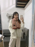 CharisKitty本命年小c&k紅色圍巾女生韓系氛圍感針織毛線加厚圍脖男生日禮物 CK圍巾-菱形格紅色【禮盒包裝】 曬單實(shí)拍圖
