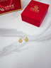 中國黃金（CHINA GOLD）牡丹花黃金耳釘女花朵彎鉤足金耳環(huán)耳墜情人節(jié)禮物送媽媽送女友 牡丹耳墜 【贈銀圓珠耳鉤】約0.6g+玫瑰禮盒 曬單實拍圖