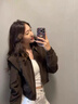 莜仙格深棕色短款墊肩翻領(lǐng)夾克外套女秋季港風(fēng)復古美拉德穿搭慵懶棒球服 深棕色 L 建議 105-115斤 曬單實(shí)拍圖