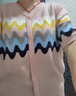HMRSVv領(lǐng)條紋針織衫開衫秋季穿搭女士短外套慵懶風(fēng)小個(gè)子顯瘦薄款上衣 米色 涼感天絲JXWYF040 M 曬單實(shí)拍圖