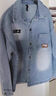 牛仔襯衫男長(cháng)袖韓版潮流感工裝襯衣寬松港風(fēng)春秋季休閑外套潮 藍色 常規 L 建議110-130斤 曬單實(shí)拍圖