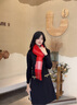 瑪麗亞·古琦（MARJA KURKI）山羊絨圍巾女秋冬款 羊絨圍脖女保暖披肩禮盒裝送女友簡(jiǎn)約條紋款 紅色 曬單實(shí)拍圖