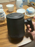 皓梵潔杯子陶瓷杯馬克杯辦公室茶具單人黑辦公泡茶帶蓋茶水分離茶杯男生 山語木柄茶杯【雅致黑/400ml】 曬單實拍圖