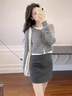 妍莉芬（yanlifen）秋裝搭配一整套韓劇穿搭衣服氣質小香風連衣裙兩件套裝女裙子春秋 內搭+開衫+裙子 L 【105-115斤】 曬單實拍圖
