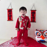 G.DUCKKIDS小黃鴨嬰兒連體衣春秋中國風(fēng)新生兒衣服滿(mǎn)月百天男女寶寶周歲禮服 紅色連體衣 66cm 66碼0-3月建議寶寶4-6公斤 曬單實(shí)拍圖