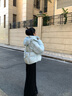 坦博爾【熱銷60萬件】泡芙短款可脫卸帽羽絨服女冬季面包服保暖外套520D 泡芙藍(lán) M (165) 曬單實拍圖