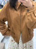茵曼復古麂皮絨短外套2025秋女裝新款百搭顯瘦翻領(lǐng)夾克 咖色 S 曬單實(shí)拍圖