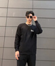真維斯（Jeanswest）圓領(lǐng)重磅衛(wèi)衣褲套裝男士春秋款青少年大碼寬松休閑跑步運(yùn)動(dòng)兩件套 黑(波紋筆繪胸標(biāo))+黑(褲標(biāo)) L (175) (收藏加購(gòu)優(yōu)先發(fā)) 曬單實(shí)拍圖