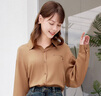 百圖betu女裝春季新款襯衫復古港味氣質(zhì)落肩長(cháng)袖小眾襯衫2401T27 焦糖色 M 曬單實(shí)拍圖