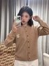斐特瑪2025秋季新款韓系設計感毛衣外套女百搭小花朵刺繡單排扣針織開(kāi)衫 卡其 M 【適合95-115斤】 曬單實(shí)拍圖
