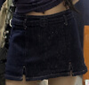 UR2025夏季新款女復古腰帶飾撞色明線(xiàn)裙褲牛仔短褲UYY850118 曬單實(shí)拍圖