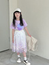 moonkids女童紗裙公主半身裙秋季2025新款兒童中長裙蓬蓬亮片女孩秋裝裙子 套裝【18913短袖+4367紗裙】 110 cm 曬單實(shí)拍圖