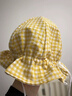 MKOK兒童防曬帽嬰兒遮陽(yáng)帽寶寶帽子夏季薄款新生兒胎帽棉太陽(yáng)帽漁夫帽 黃白色格子 帽圍36-46CM(建議0-12個(gè)月) 曬單實(shí)拍圖