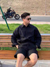 閎風(fēng)潮牌長袖襯衫男春夏秋季韓版痞帥純色上衣服日系休閑男生襯衣外套 黑色1 XL 曬單實(shí)拍圖