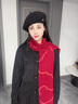 玖慕（JIUMU）純羊毛紅色圍巾女秋冬季加厚保暖圍脖本命送女生生日中秋禮物 車(chē)厘紅-小熊圖案 曬單實(shí)拍圖