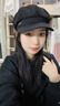 啄木鳥貝雷帽女帽2025秋冬季新款報童帽大頭圍顯臉小八角帽畫家帽 黑色 均碼 曬單實拍圖