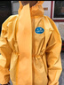 元棉C級防化服耐酸堿防護服連體帶帽工作服限次使用型黃色 耐酸堿防化服【1件】 XXL 曬單實(shí)拍圖