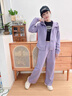 迪士尼女童套裝春秋款2025新款洋氣兒童時髦大童秋裝休閑運動兩件套秋季 紫色套裝 120 曬單實拍圖