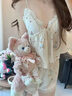 真絲睡衣女可愛小熊蕾絲邊吊帶短褲睡衣兩件套送閨蜜生日禮物禮盒 小熊【吊帶短褲】帶胸墊 M 80-100斤 曬單實(shí)拍圖