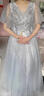 鉑朗尼奧禮服女宴會晚禮服高檔小個子宴會小禮服遮手臂顯瘦大碼胖妹妹伴娘 灰色綁帶(長款) XXL 曬單實拍圖