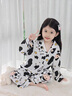 G.DUCKKIDS小黃鴨兒童睡衣女童套裝春秋款男童家居服奶牛寶寶衣服舒適兩件套 白色奶牛 90 尺碼1~2歲【 80-90cm】 曬單實(shí)拍圖