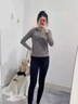 雅鹿2條高腰秋褲女士無痕抗菌加絨線褲秋冬季薄款收腹提臀打底保暖褲 黑色+紫色 【2條裝】 L 推薦160~165cm/90~110斤 曬單實拍圖