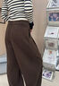 棠暖棕色毛呢闊腿褲女春秋季2025新款醋酸秋冬松弛感彎刀褲休閑長褲子 咖色 M 100-115斤 曬單實拍圖