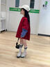 女童衛(wèi)衣春秋2025新款兒童春裝紅色假兩件衣服女大童網(wǎng)紅炸街上衣 紅拼藍(lán) 130 曬單實(shí)拍圖