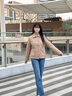 波司登（BOSIDENG）【七夕禮物】25新款輕薄90鵝絨服女短款翻領(lǐng)小香風(fēng)外套B250134182 【店長推薦】慕斯卡其|7C83 L 170/92A 體重約120-130斤 曬單實拍圖