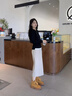 ZHR潮流拳擊靴丨長筒反絨皮德訓(xùn)鞋子女高幫騎士靴戶外運(yùn)動(dòng)個(gè)性女鞋子 棕色 4cm增高 37 曬單實(shí)拍圖