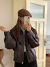 MISMEMO羊毛呢前進(jìn)帽女2024新款秋冬英倫復(fù)古百搭鴨舌帽男女反戴 棕樹咖 均碼 54-59cm（有彈性） 曬單實(shí)拍圖