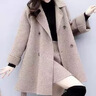 朦朧杏 300斤胖妹加肥加大碼女裝大衣大碼胖mm中長款毛呢外套女韓版寬松 卡其【788單件外套】 2XL 【128-145斤】 曬單實(shí)拍圖