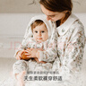 OAK FAMILY夾棉連體衣嬰兒棉服秋冬裝新生兒保暖百天男女寶寶柔暖滿月衣服 含帽子 絨球兔【斜襟款】 80cm 曬單實(shí)拍圖