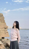 妃奧絨粉色不規則斜肩毛衣女款2025新款秋冬季修身露肩早秋chic針織上衣 粉色 M 曬單實(shí)拍圖