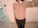 Teenie Weenie小熊女裝T恤2025秋季新款時(shí)髦寬松條紋長(cháng)袖短款上衣 卡其色 L 曬單實(shí)拍圖