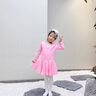 舞東方舞蹈服兒童女夏季短袖女童練功服芭蕾舞裙衣服中國舞女孩考級服裝 粉色-長袖【分體款】 120  (高110-120cm 重33-38斤) 曬單實(shí)拍圖