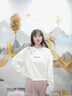 SNYDER WEAR衛衣女韓版簡(jiǎn)約風(fēng)圓領(lǐng)衛衣女薄款閨蜜裝寬松百搭休閑無(wú)帽外套上衣 白色 M 建議95斤以?xún)?曬單實(shí)拍圖