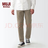 無印良品 MUJI 男式橫豎彈力絲光斜紋修身褲男士長褲子男款休閑褲春季款 淺灰棕色 79（175/78A） 曬單實(shí)拍圖