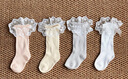 貝瑞加（Babyprints）兒童襪子3雙裝女童夏季網(wǎng)眼襪寶寶中筒襪女孩花邊公主襪薄款M 曬單實(shí)拍圖