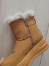 百麗踏內增高雪地靴女士大棉鞋馬丁靴加絨加厚底2025冬季新款爆東北短靴 姜黃色 37 曬單實(shí)拍圖