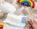 babycare小企鵝兒童保溫杯嬰幼兒寶寶保溫奶瓶水壺學(xué)飲直飲吸管杯兒童水杯 贈(zèng)直通吸嘴- 把手款萊莎粉 300ml 曬單實(shí)拍圖