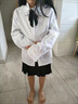 G.DUCKKIDS小黃鴨女童套裝裙春秋裝新款兒童襯衫女孩學院風JK兩件套學生校服 黑色熊裙領結襯套 170 尺碼15~16歲【160-170cm】 曬單實拍圖
