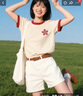 班尼路（Baleno）短袖T恤女2025年夏季新款撞色寬松純棉休閑可愛(ài)舒適校園風(fēng)上衣 曬單實(shí)拍圖
