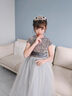 乖奇奇（ALERTCHYCHY）兒童禮服公主裙花童婚紗小女孩生日主持人高端女童鋼琴演出服大童 灰色長(zhǎng)款無(wú)袖01-C2 130cm(130cm) 曬單實(shí)拍圖